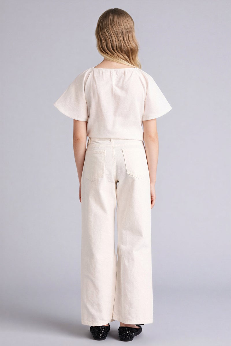 ديفاكتو بنطلون بناتي جبردين وايد ليج برجل واسع - Image 5